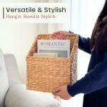 CHI AN HOME Set of 2 Wicker Hanging Storage Baskets, Handwoven Wall Baskets for Mail, Files, Books & Accessories, Wall-Mounted Organizer for Entryway, Kitchen, Office, Boho Farmhouse Decor