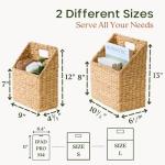 CHI AN HOME Set of 2 Wicker Hanging Storage Baskets, Handwoven Wall Baskets for Mail, Files, Books & Accessories, Wall-Mounted Organizer for Entryway, Kitchen, Office, Boho Farmhouse Decor
