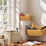 11 inches Wall Hanging Baskets Woven Basket Boho Style Fruit Basket Storage Baskets for Organizing Home Kitchen Garden Plants Hanging Decoration