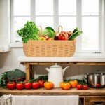 11 inches Wall Hanging Baskets Woven Basket Boho Style Fruit Basket Storage Baskets for Organizing Home Kitchen Garden Plants Hanging Decoration