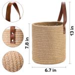 YOUEON Set of 2 Jute Hanging Basket 7.8" x 6.7", Wall Hanging Planter Baskets, Jute Woven Hanging Storage Baskets, Small Woven Baskets for Sunglasses Wallet Keys Flower Plants Towels Toys