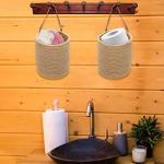 YOUEON Set of 2 Jute Hanging Basket 7.8" x 6.7", Wall Hanging Planter Baskets, Jute Woven Hanging Storage Baskets, Small Woven Baskets for Sunglasses Wallet Keys Flower Plants Towels Toys