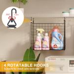 4-Pack Hanging Laundry Room Organizer：Foldable Laundry Room Organizaton Wire Basket with 360°Rotating Hooks Space Saving Over Washer and Dryer Shelves - Metal Laundry Basket Storage, Black Patent