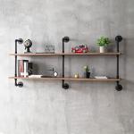 HDDFER Floating Shelves for Wall Laundry Room Shelves Bookshelf Industrial Pipe Shelving Shelves Real Wood Planks 60 inch Rustic Wall Shelves Hanging Bookshelves Farmhouse Kitchen Bar Shelving