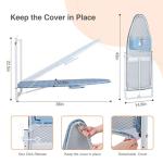 KINGBOARD Wall Mounted Ironing Board with Iron Holder, Compact Ironing Board for Small Spaces, Foldable Iron Stand Heat Resistant Cover, 36" X 12" Deep Blue