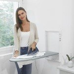 Xabitat Wall Mounted Ironing Board with Iron Holder, 36.2" X 12.2" Compact Mount Fold Down Ironing Board for Small Spaces, Space Saving with Cotton Fabric Cover, Black and Grey