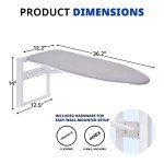 Ivation Wall-Mounted Ironing Board | Foldable 36.2” x 12.2”, Fold Down Ironing Station for Home, Apartment & Dorms, Easy-Release Lever, Removable Cotton Cover, Mounting Hardware Included