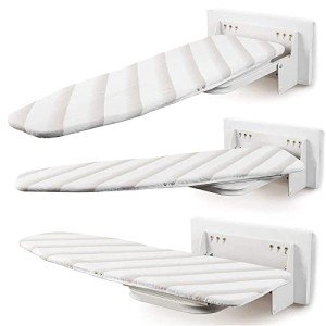 Heavy Duty Ironing Board 37.40"x11.80" Extreme Stability Wall Mount Ironing Boards Space Saving Folding Ironing Board with Heat Resistant Cover for Home Laundry Room Dorm White and Grey