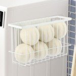 Hlimior Magnetic Dryer Ball Holder for Laundry Room Dryer Ball Organization, Magnetic Lint Bin for Laundry Room Wool Dryer Ball Organizer, Iron Dryer Ball Container for Laundry Room Storage（White）