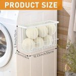 Hlimior Magnetic Dryer Ball Holder for Laundry Room Dryer Ball Organization, Magnetic Lint Bin for Laundry Room Wool Dryer Ball Organizer, Iron Dryer Ball Container for Laundry Room Storage（White）