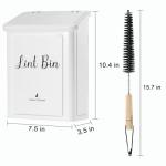 SUBEKYU Metal Magnetic Lint Bin for Laundry Room, Wall Mounted Lint Box Holder Trash Can with Lid for Dryer,Lint Basket for Laundry Room,White