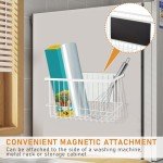 Hlimior Magnetic Dryer Ball Holder for Laundry Room Dryer Ball Organization, Magnetic Lint Bin for Laundry Room Wool Dryer Ball Organizer, Iron Dryer Ball Container for Laundry Room Storage（White）