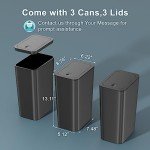 N. NETDOT 3 Pack 10 Liter Small Trash Can with lid, 2.6 Gallon,Garbage Can Slim Trash Bin Waste Basket for Bathroom,Kitchen,Bedroom,Living Room,Office,Laundry - Black