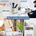 Mini Trash Can with Lid - Removable Small Garbage Can, Tiny Plastic Trash Bin, Pop Up Countertop Wastebasket, Counter Garbage Lint Bin for Bathroom,Office,Kitchen,Desk,Coffee Table(White)