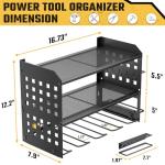 SPACECARE Power Tool Organizer, Drill Holder Wall Mount with 2 Side Pegboards, 3 Layer Garage Organization, Black