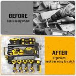 SPACECARE Power Tool Organizer, Drill Holder Wall Mount with 2 Side Pegboards, 3 Layer Garage Organization, Black