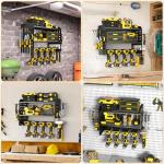 SPACECARE Power Tool Organizer, Drill Holder Wall Mount with 2 Side Pegboards, 3 Layer Garage Organization, Black