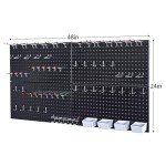 Pegboard Smith 48x24 inch Black Metal Pegboard Kit for Wall Organization with Hooks, Garage Storage Bins, and Utility Tool Board, Efficient Tool Organizer Peg Board