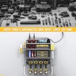 Drill Holder Wall Mount with 8-Outlet Charging Station, 190lbs Load 4 Layers Carbon Steel Heavy-Duty Power Tool Organizer Wall Mount for Garage & Workshop, 4 Drill Holders, Modular Pegboard Rack