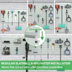 RELIANCER PVC Slat Wall Panels,4ft by 8ft (32 sqft) Garage Wall Organizer Storage System,Interlocking Slatwall Paneling Sheets,Workshop Slatwall Shelves Tools Organization,Wall Mounted Storage Rack