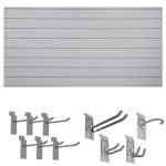 Crownwall 6" Slatwall Starter Bundle (8x4 ft) with 10-Piece Locking Hook Accessory Kit (Graphite)