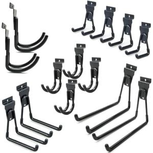 ATOOLA Slatwall Hooks, Garage Slatwall Accessories, Multi Size Slat Wall Accessory, 14 Pack Utility Hooks for Slatwall