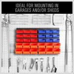 HORUSDY Wall Mounted Storage Bins Parts Rack 30PC Organizer Garage Plastic Shop Tool for Men's Gift, Blue,Orange,Red