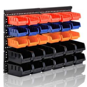 MULSAME Wall Mounted Storage Bins Parts Rack 4 Colors 30PCS Bin Organizer Garage Plastic Shop Tool, Garage Organizers and Storage (Style-Classic)