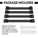 SDLDEER 12" Magnetic Tool Holder, 4 Packs Magnetic Storage Strips Magnet Bar PVC Coated for Garage Tool Organizer Mounted Hanging Strip,Heavy Duty of Holder Easy to Install