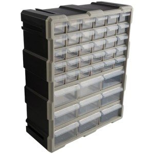 Stalwart 39-Drawer Plastic Small Parts Organizer - Desktop or Wall Storage Drawers for Organizing Hardware, Crafts, Garage, or Classroom (Black)