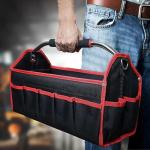 HAUTMEC 16 Inch Tool Bag, Foldable Tool Tote, Portable Open Top Tool Bag, Pro Electrician Tool Bag with Adjustable Shoulder Strap and 16-Pockets，600D Water-Resistant and Wear-Resistant, TB0002