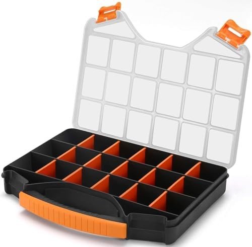 Massca hardware organizer box with 18 compartments and dividers