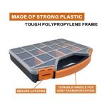 Massca Hardware Organizer box with dividers - 18 Compartments Small Parts Organizer with Accessible Hinged Lid - Durable Plastic Screw Organizer Store Nuts, Bolts, Screws, Nails, & Small Hardware