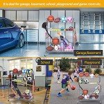 Kinghouse Garage Sports Equipment Organizer, Ball Storage Rack, Toy Storage, Nerf Gun Organization on Wheels for School, Garage, Black, Steel (Grey)