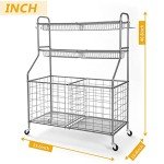 Kinghouse Garage Sports Equipment Organizer, Ball Storage Rack, Toy Storage, Nerf Gun Organization on Wheels for School, Garage, Black, Steel (Grey)