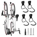 Wallavant Wall Mount Bike Hooks Bike Hooks for Garage Vertical Bike Hanger for Indoor Use Heavy Duty with 8mm Thick Steel Frame 4PCS Storage System Black