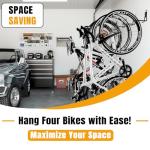 Wallavant Wall Mount Bike Hooks Bike Hooks for Garage Vertical Bike Hanger for Indoor Use Heavy Duty with 8mm Thick Steel Frame 4PCS Storage System Black