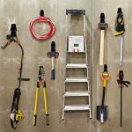 Garage Hooks, 12 Pack Wall Storage Hanger with 2 Extension Cord Straps, Heavy Duty Tool Holder for Utilities Organization, Wall Mount Rack for Garden Lawn Tools, Ladders, Bike, Ski (Orange)