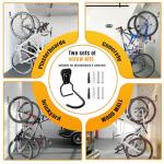 Wallavant Wall Mount Bike Hooks Bike Hooks for Garage Vertical Bike Hanger for Indoor Use Heavy Duty with 8mm Thick Steel Frame 4PCS Storage System Black