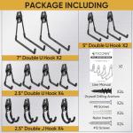 TICONN 12 Pack Heavy Duty Garage Hooks, Steel Utility Wall Storage Hooks, Wall Mount Hanger Organizer for Ladders, Bikes, Tools, Bulky Items (Set, Black)