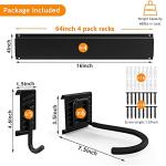 TORACK Bike Storage Rack, 6 Bike Racks & 5 Hooks for Garage, Wall Mount Vertical Bicycles Hanger for Home Space Saving, up to 600lbs, 64-inch