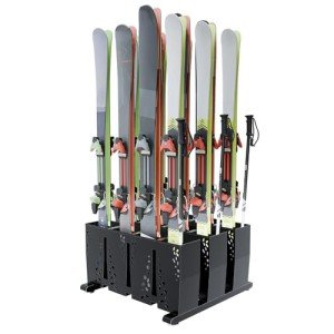 TOCRETOARE Ski Storage Rack for Garage, 12 Pair Heavy Duty Steel Freestanding Ski Storage Organizer, Indoor Ski Holder Racks for Home and Garage Storage