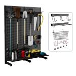 JWX Garage Pegboard Tool Organizer Free Standing, Organizer Storage Rack with 21 Pegboard Storage Set Max 300 lbs Super Heavy Duty Garden Tool Hanger Rack for Ski Gears, Broom, Shovel Yard Tools