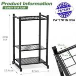 Sttoraboks Garden Tool Organizer, Yard Tool Tower Rack for Garage Organization and Storage, Up to 35 Long-Handled Tools/Rakes/Brooms, Heavy Duty Steel Garden Tool Stand for Shed, Outdoor, Black