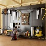 JWX Garage Pegboard Tool Organizer Free Standing, Organizer Storage Rack with 21 Pegboard Storage Set Max 300 lbs Super Heavy Duty Garden Tool Hanger Rack for Ski Gears, Broom, Shovel Yard Tools