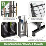 Sttoraboks Garden Tool Organizer, Yard Tool Tower Rack for Garage Organization and Storage, Up to 35 Long-Handled Tools/Rakes/Brooms, Heavy Duty Steel Garden Tool Stand for Shed, Outdoor, Black
