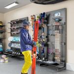 JWX Garage Pegboard Tool Organizer Free Standing, Organizer Storage Rack with 21 Pegboard Storage Set Max 300 lbs Super Heavy Duty Garden Tool Hanger Rack for Ski Gears, Broom, Shovel Yard Tools