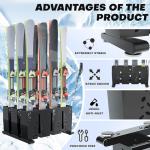 TOCRETOARE Ski Storage Rack for Garage, 12 Pair Heavy Duty Steel Freestanding Ski Storage Organizer, Indoor Ski Holder Racks for Home and Garage Storage