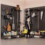 JWX Garage Pegboard Tool Organizer Free Standing, Organizer Storage Rack with 21 Pegboard Storage Set Max 300 lbs Super Heavy Duty Garden Tool Hanger Rack for Ski Gears, Broom, Shovel Yard Tools