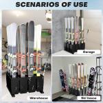 TOCRETOARE Ski Storage Rack for Garage, 12 Pair Heavy Duty Steel Freestanding Ski Storage Organizer, Indoor Ski Holder Racks for Home and Garage Storage